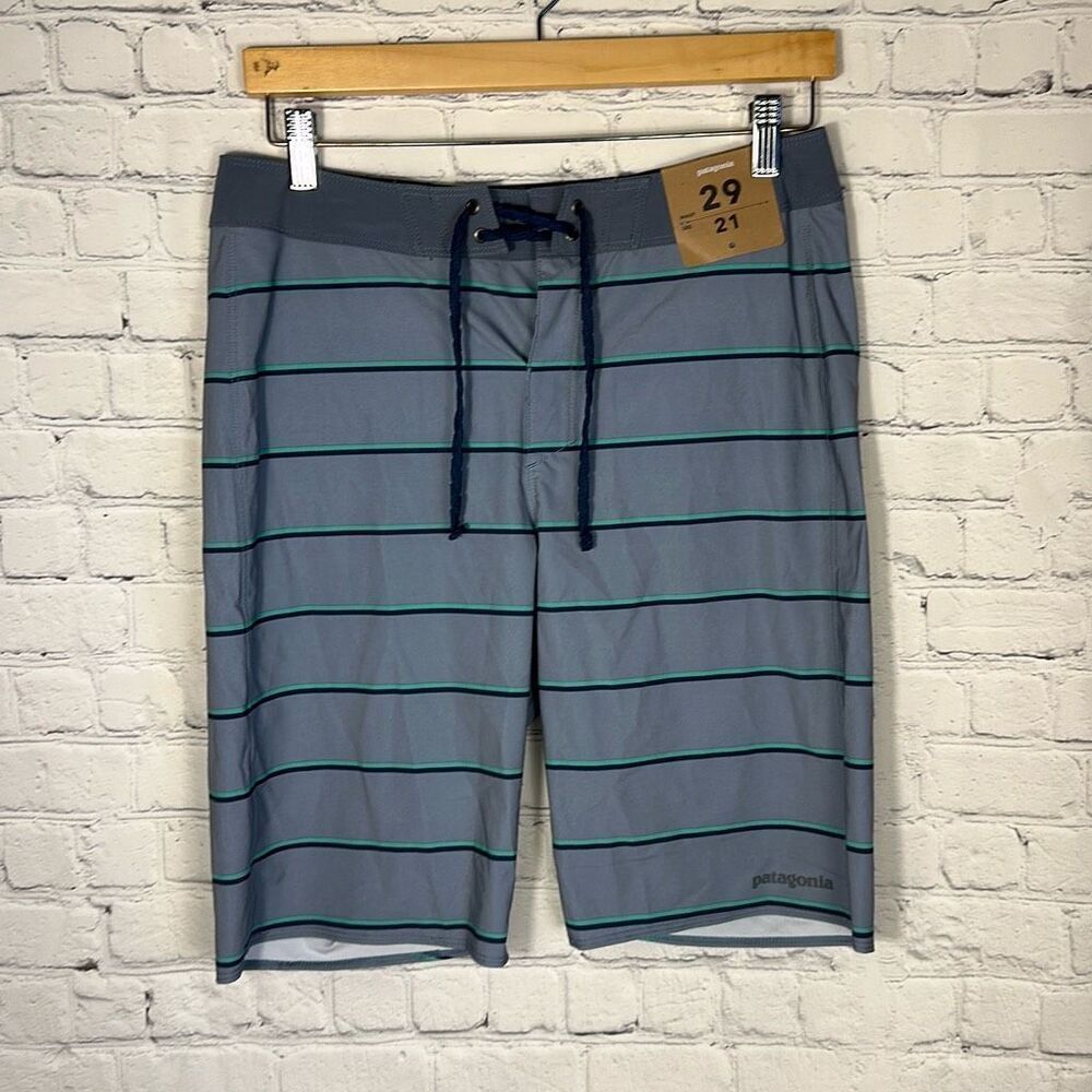 Patagonia Hydropeak Board Shorts Stranded Stripe Light Plume Grey‎ Mens  29 NEW